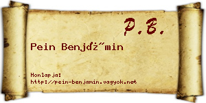Pein Benjámin névjegykártya